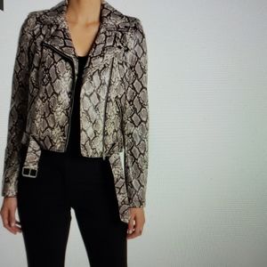 NEW Coffee Shop Python Embossed Faux Leather Moto